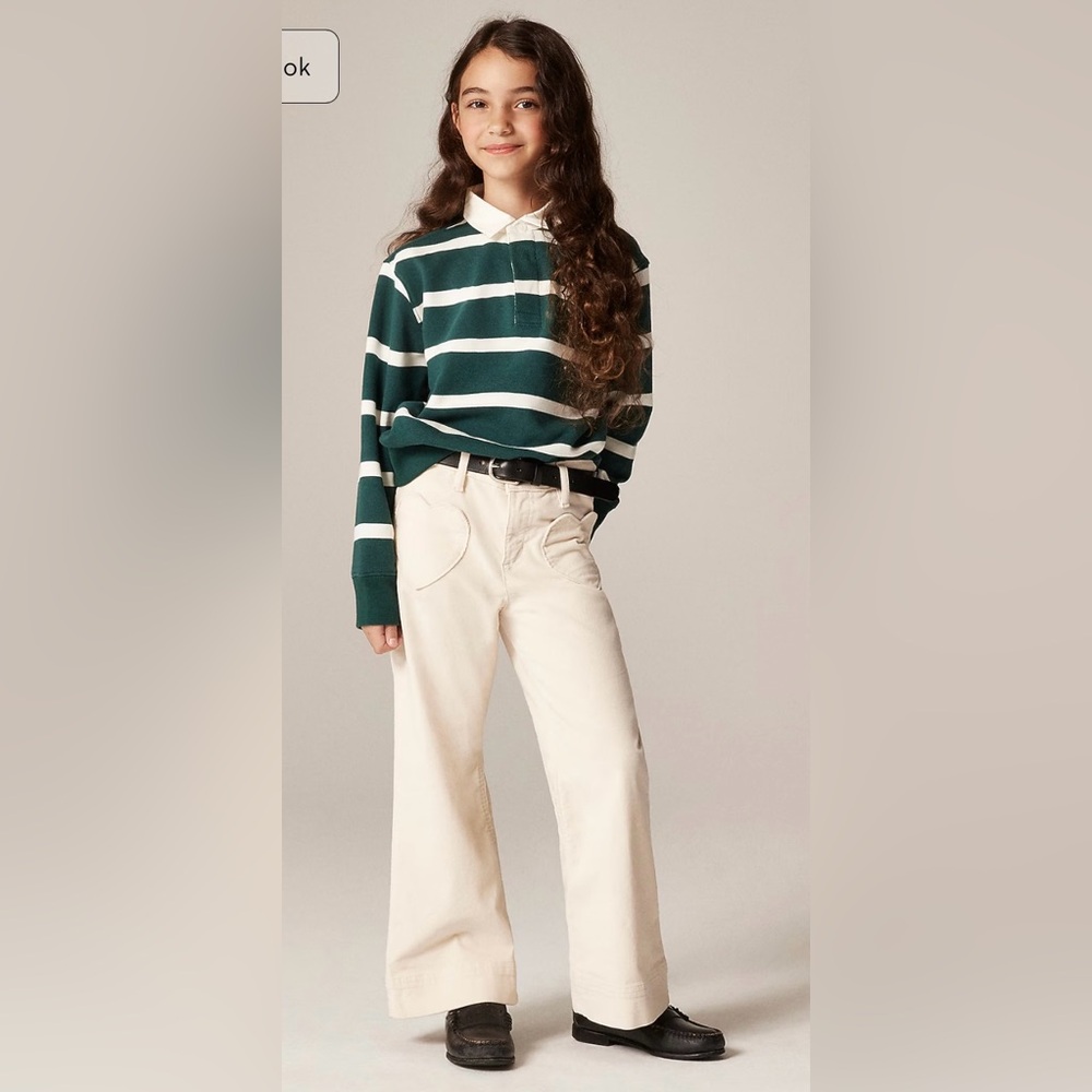 J.Crew Girls' sailor corduroy trouser with heart pockets in ecru